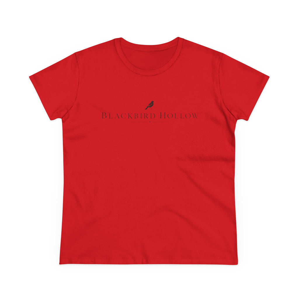 Blackbird Hollow Women's Tee — Minimal Script Logo Cotton Shirt