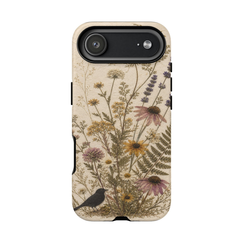 Pressed Flower iPhone Case for iPhone 15–17, Wildflower Herbarium