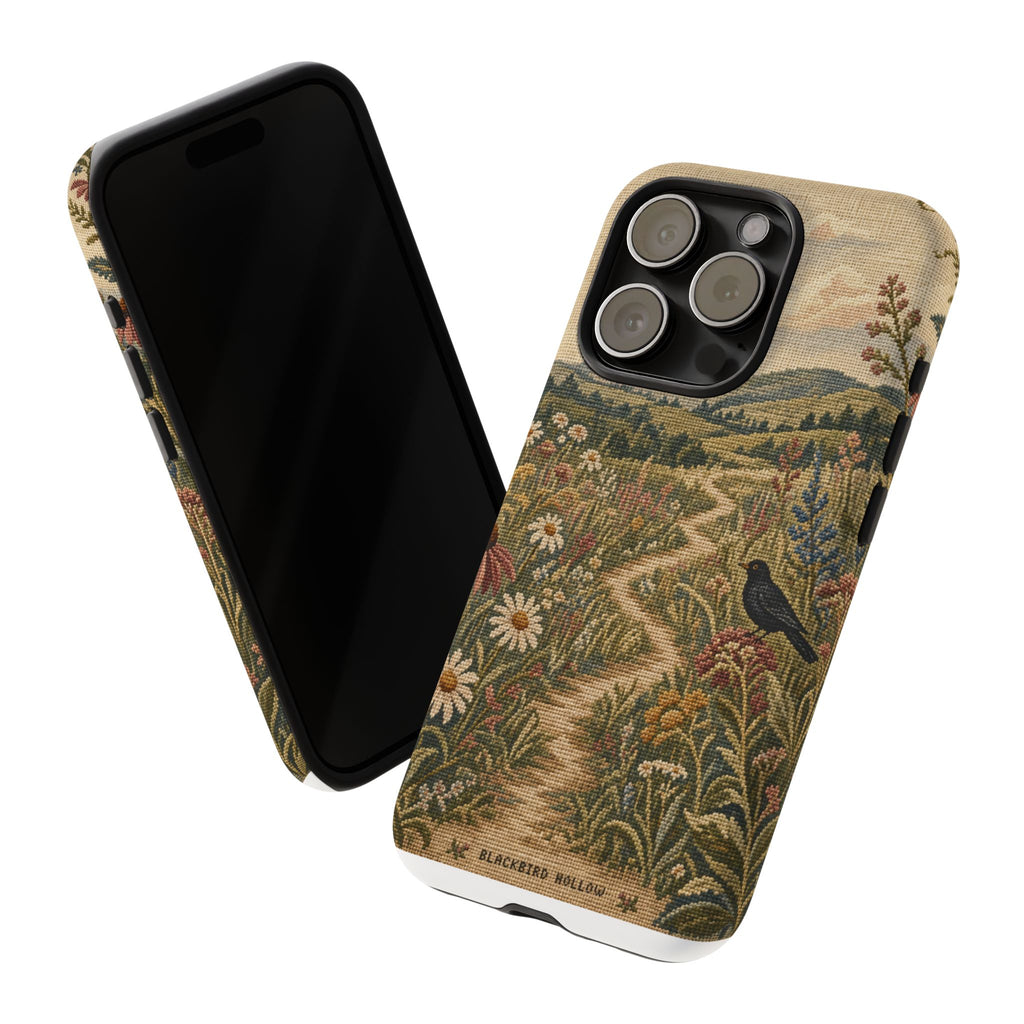Floral Matte iPhone Case for iPhone 15–17, Needlepoint Meadow