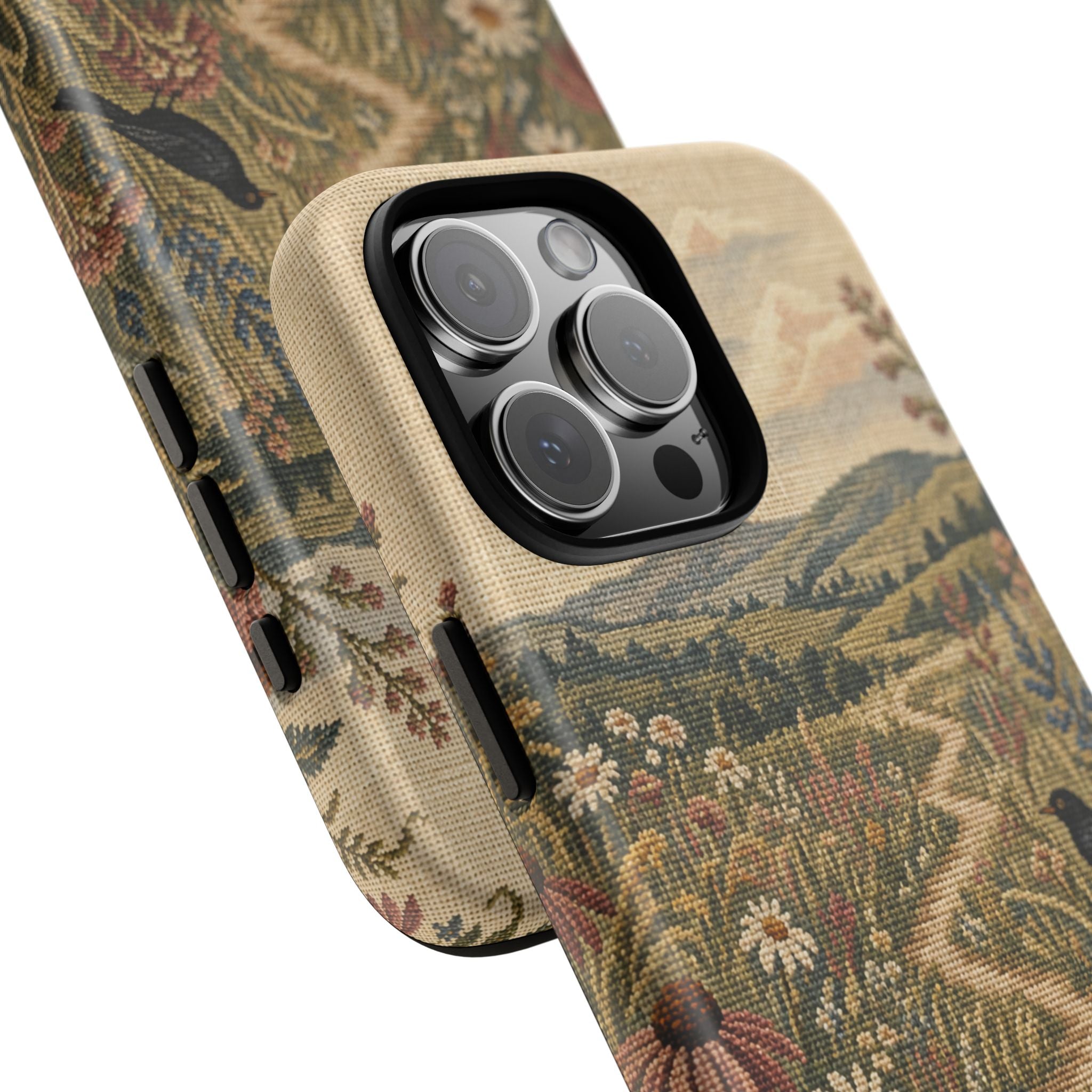Floral Matte iPhone Case for iPhone 15–17, Needlepoint Meadow