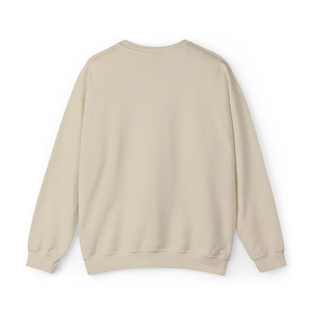 White Crewneck Sweatshirt with Embroidered Patch — Blackbird Graphic