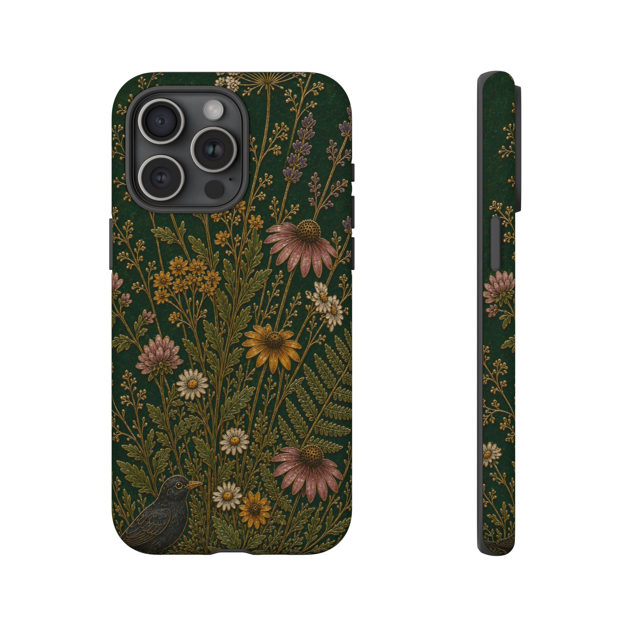 Floral Matte iPhone Case for iPhone 15–17, Cloisonné Meadow