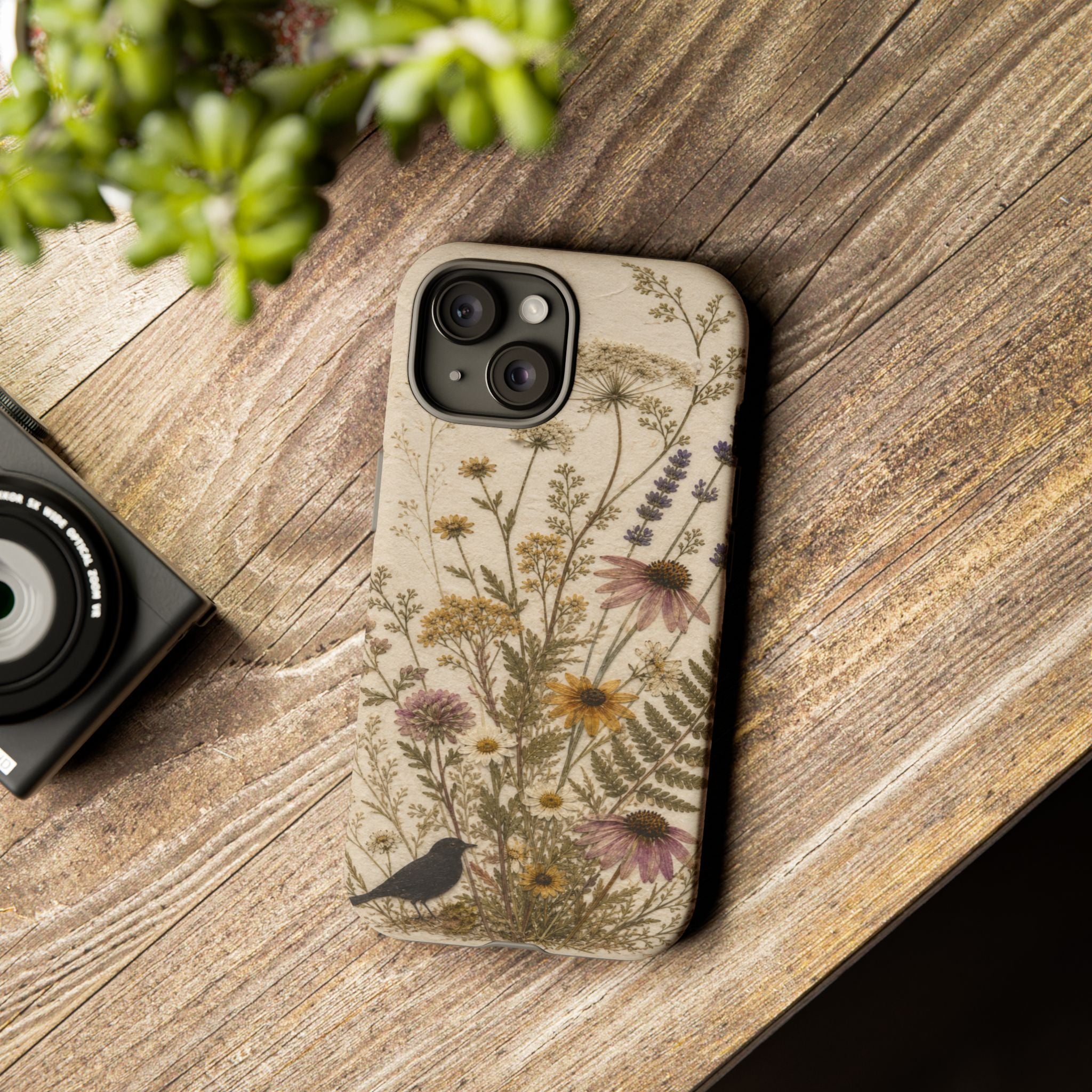 Pressed Flower iPhone Case for iPhone 15–17, Wildflower Herbarium