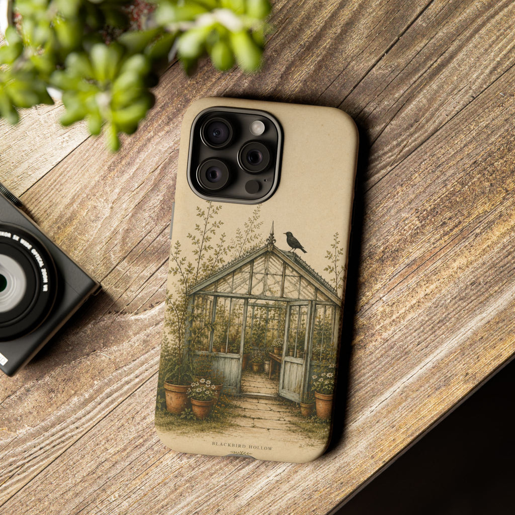 Vintage Greenhouse iPhone Case for iPhone 15–17, Botanical Art