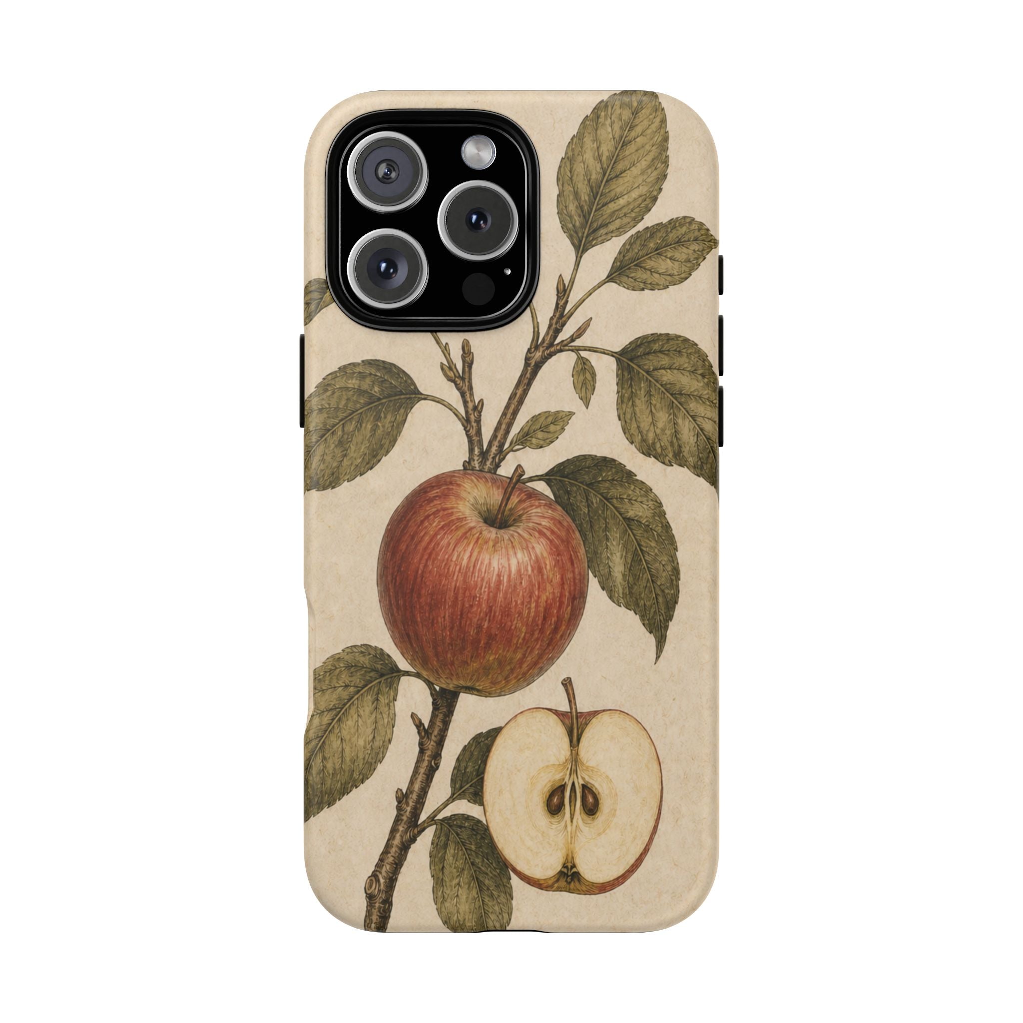 Vintage Botanical iPhone Case for iPhone 15–17, Heirloom Apple