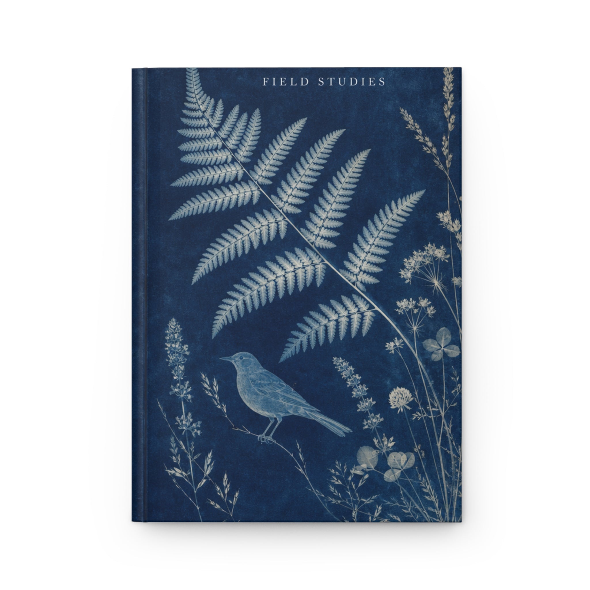 Blue Botanical Hardcover Journal, Cyanotype Wildflower Notebook