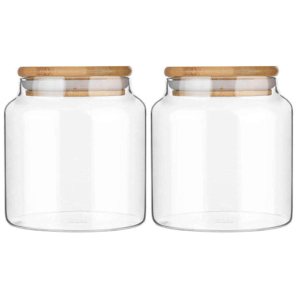 Glass Storage Jars with Bamboo Lids (Set of 2)