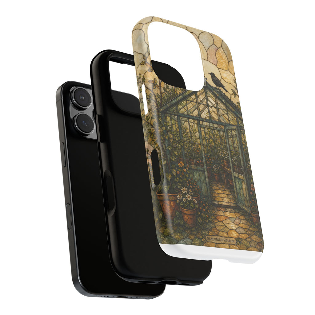 Stained Glass iPhone Case for iPhone 15–17, Botanical Greenhouse