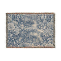 Something Blue Woven Cotton Blanket, Floral Wedding Throw, 60 x 80