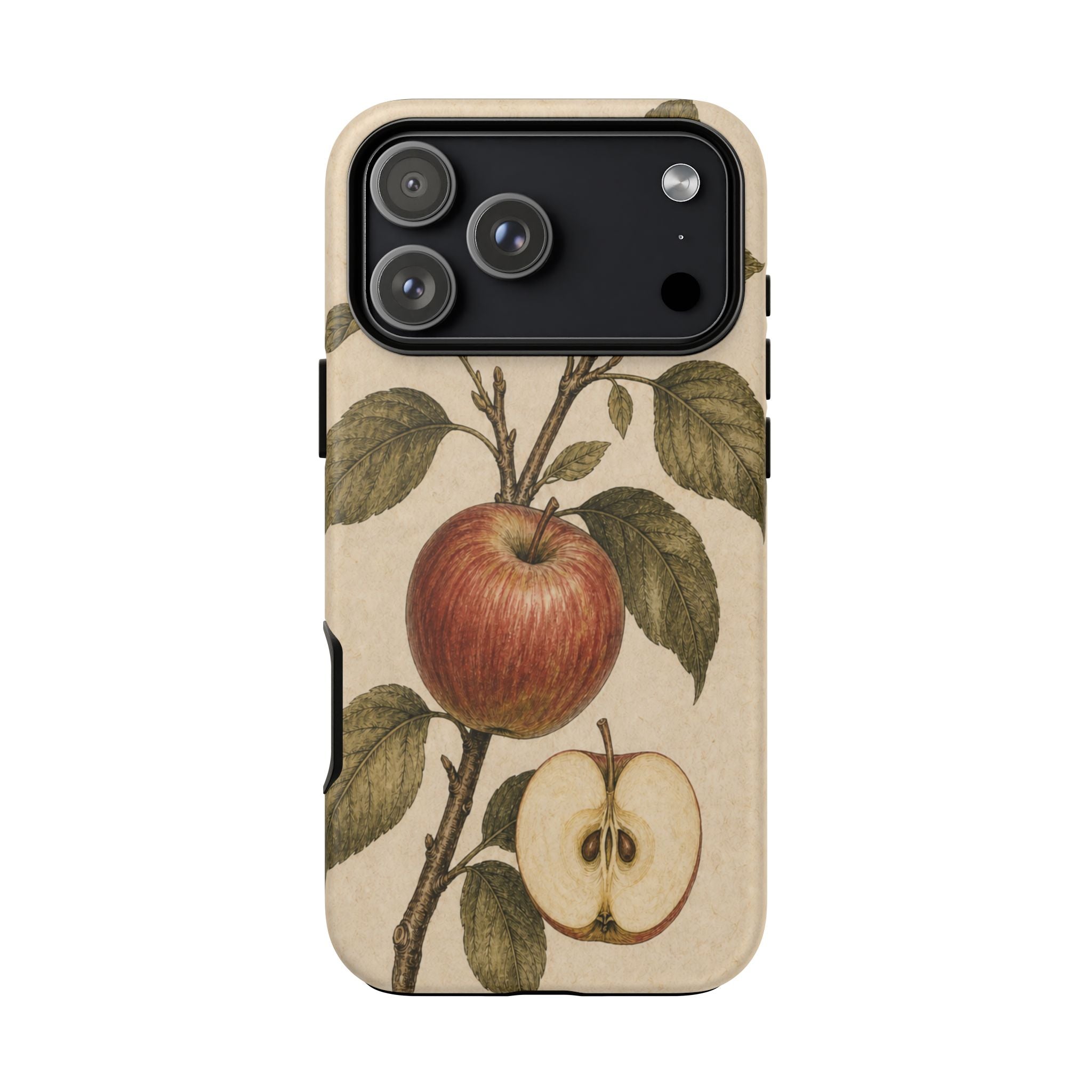 Vintage Botanical iPhone Case for iPhone 15–17, Heirloom Apple