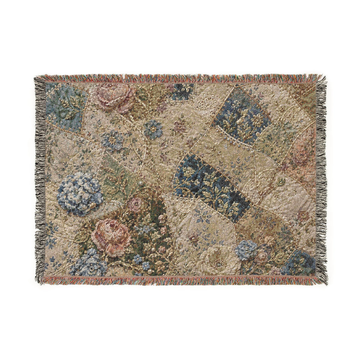 Heirloom Wedding Quilt Woven Cotton Blanket, Floral Wedding Throw, 60 x 80