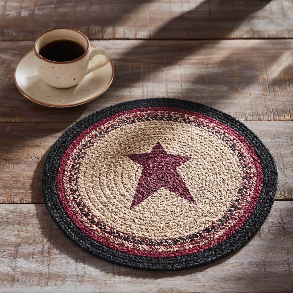 Braided Cotton Trivet — Star, Burgundy