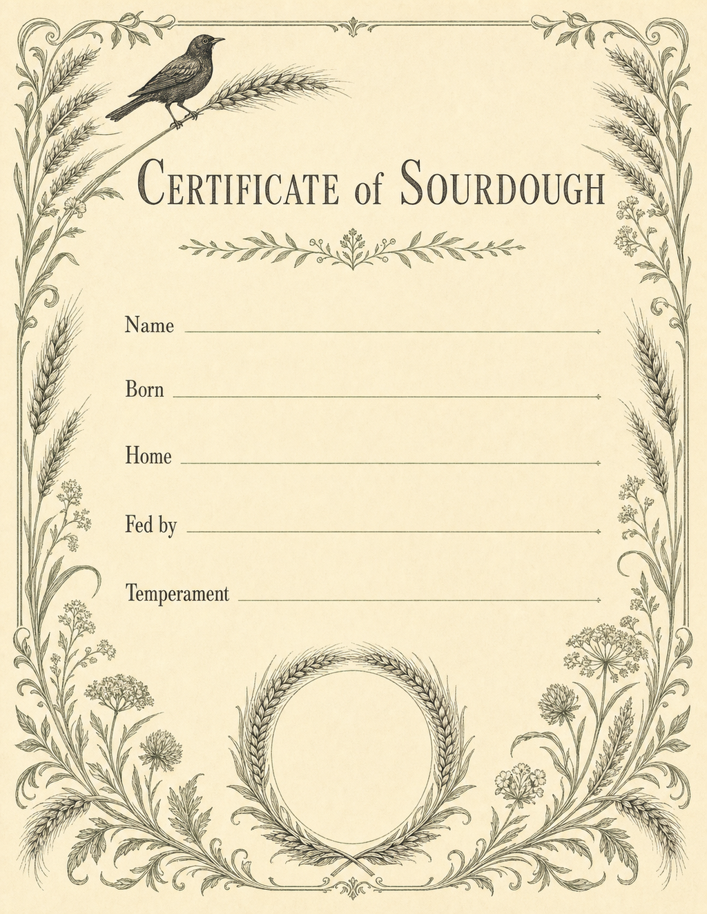 Certificate of Sourdough full page