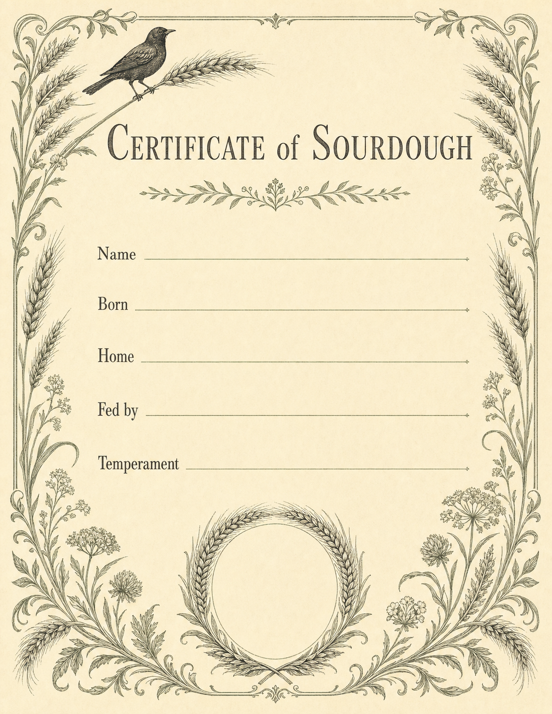 Certificate of Sourdough full page