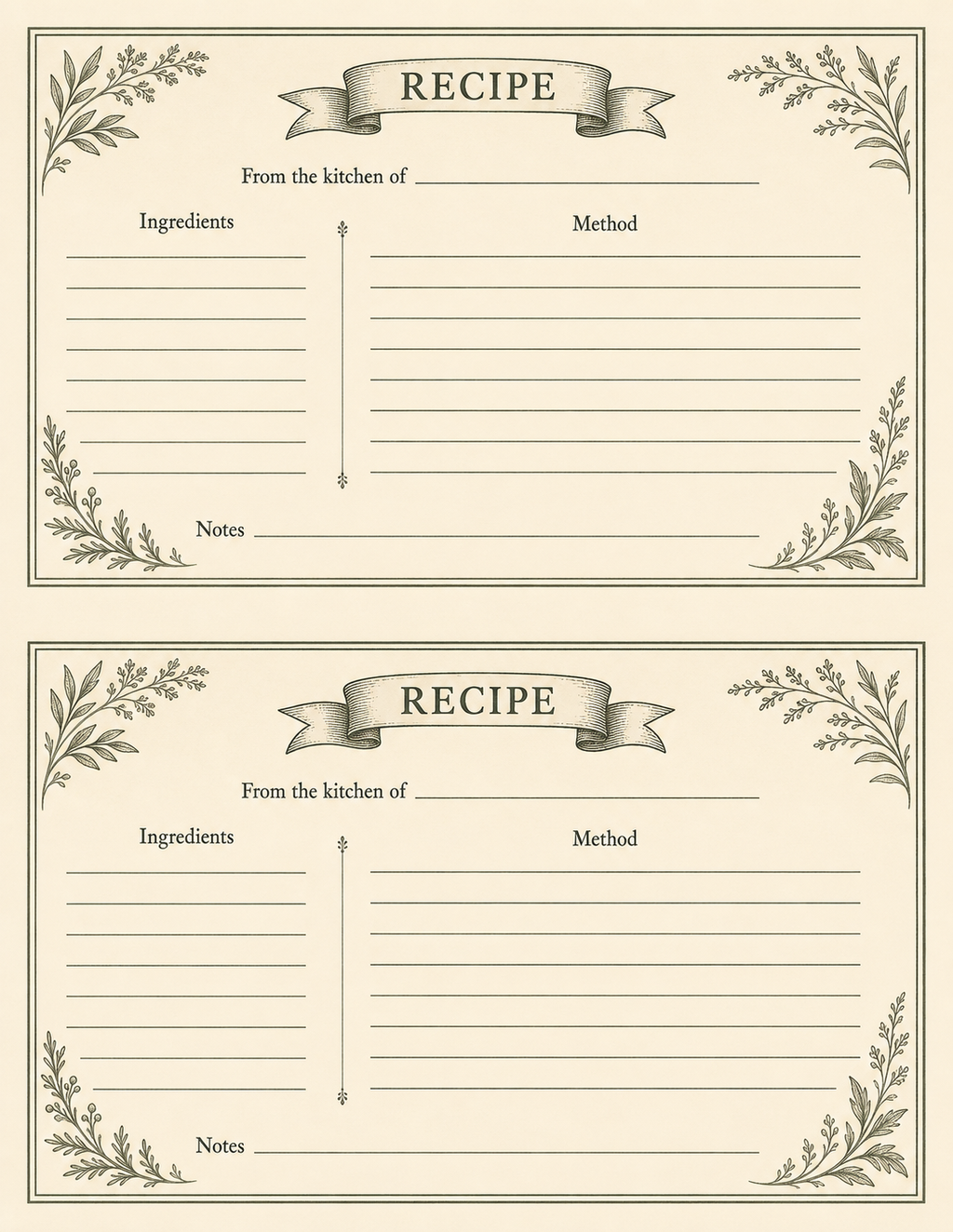 The Recipe Cards full sheet