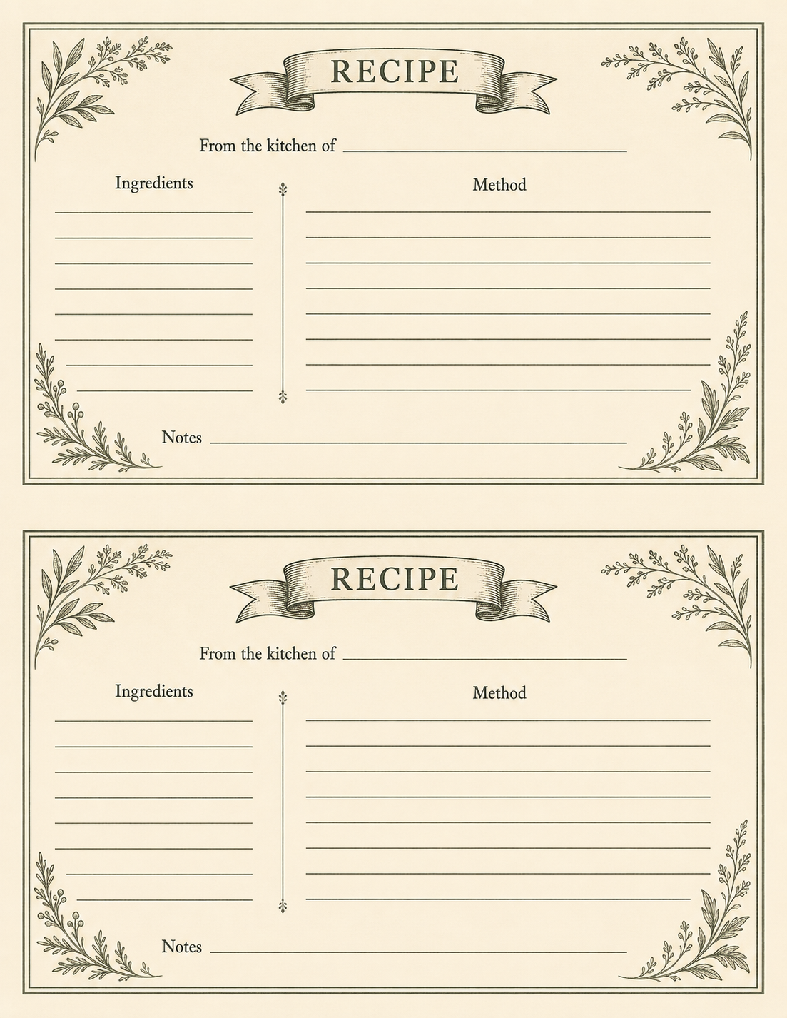 The Recipe Cards full sheet
