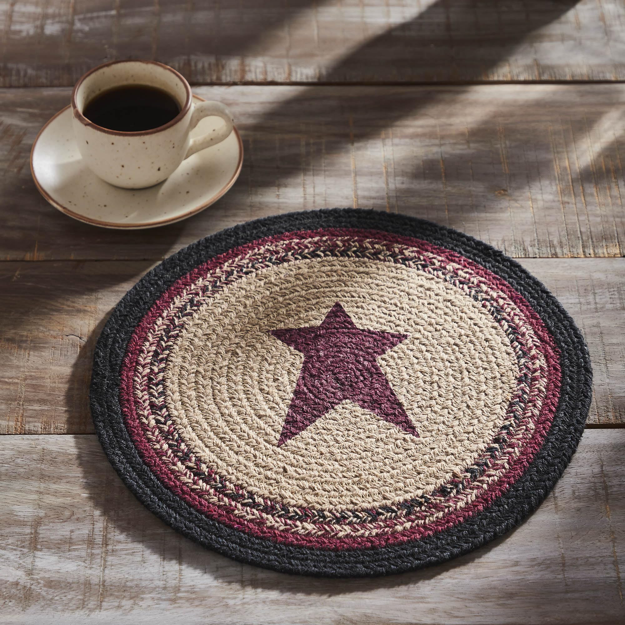 Braided Cotton Trivet — Star, Burgundy