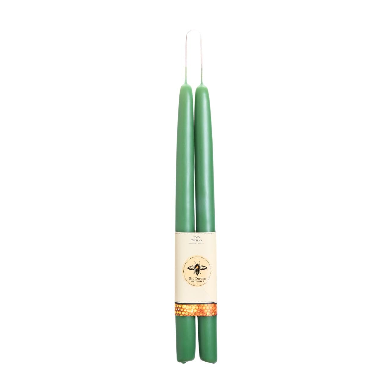 Big Dipper Hand-Dipped Beeswax Tapers — Moss Green (Pair)