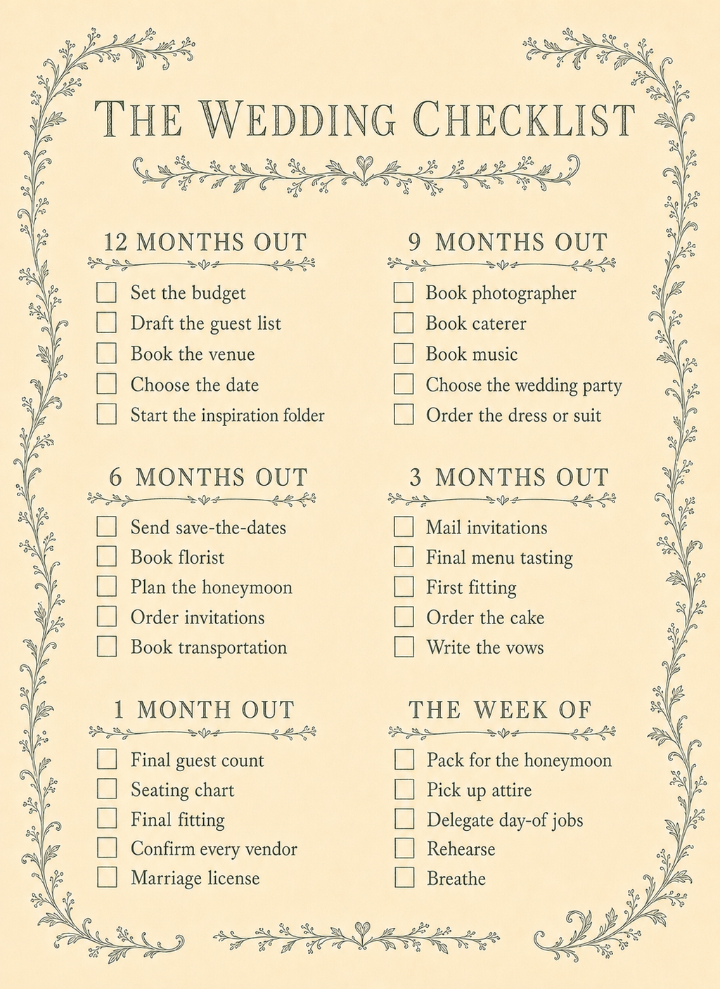 The Wedding Checklist full page