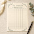 The Guest List printable styled on a desk