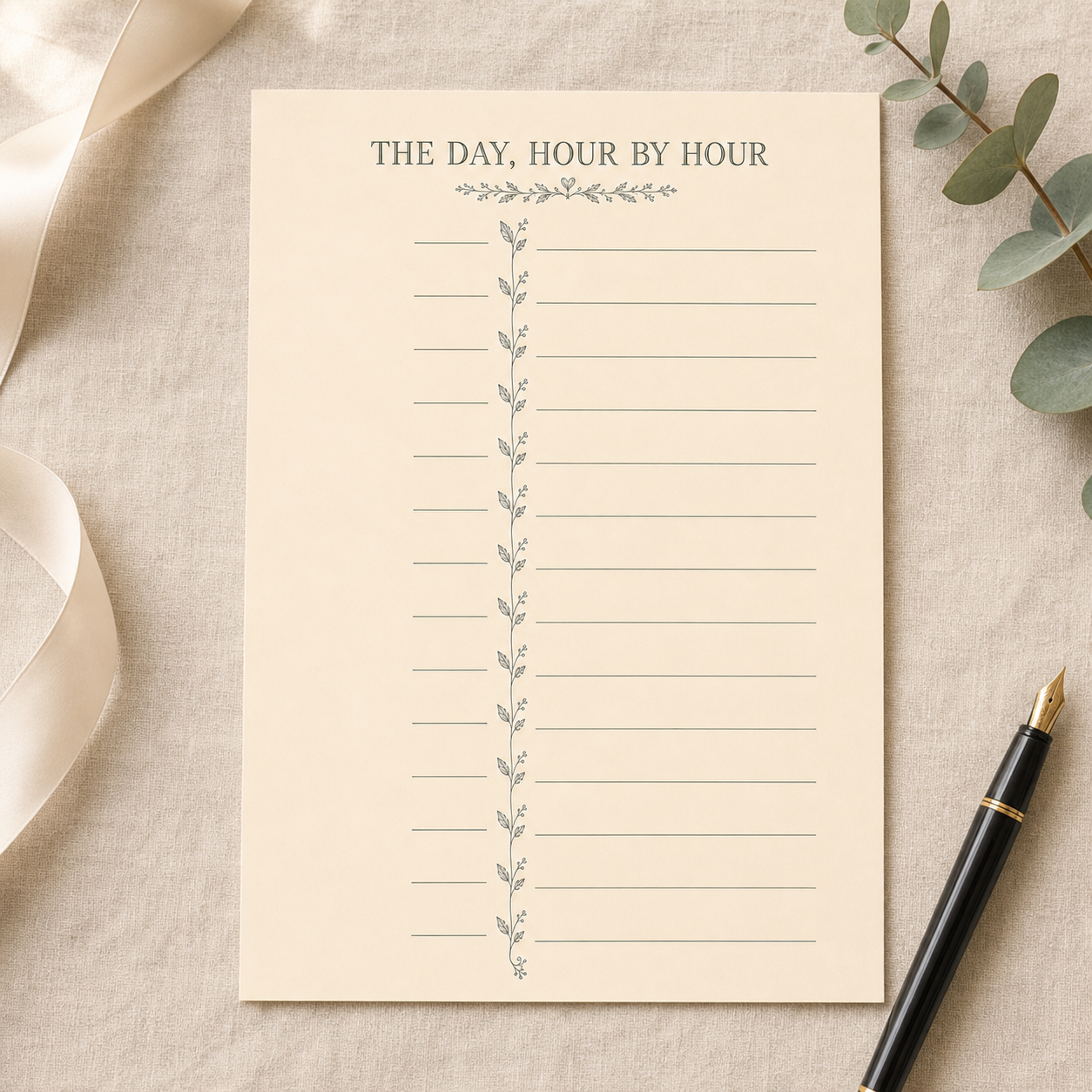 The Day Hour by Hour timeline printable styled