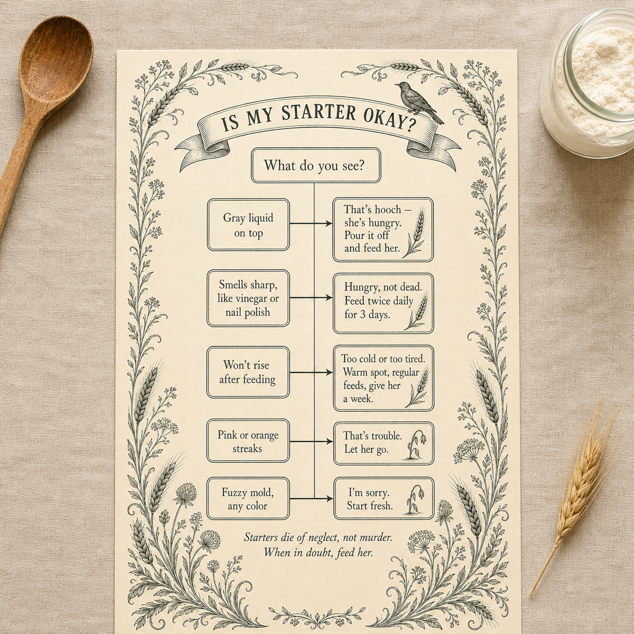 Is My Starter Okay? flowchart poster